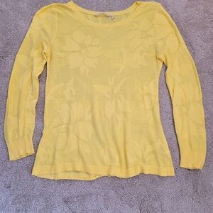 Soft Surroundings thin & delicate Embossed knit Longsleeves Butter/Daisy Sz L